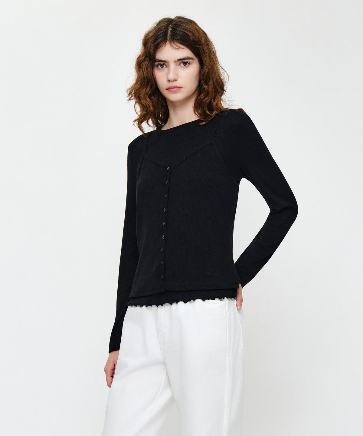 Marithe & Francois Girbaud - Sleeveless Layered Long Sleeve Tee (Black) product image 2 | TRAB K-Fashion Australia