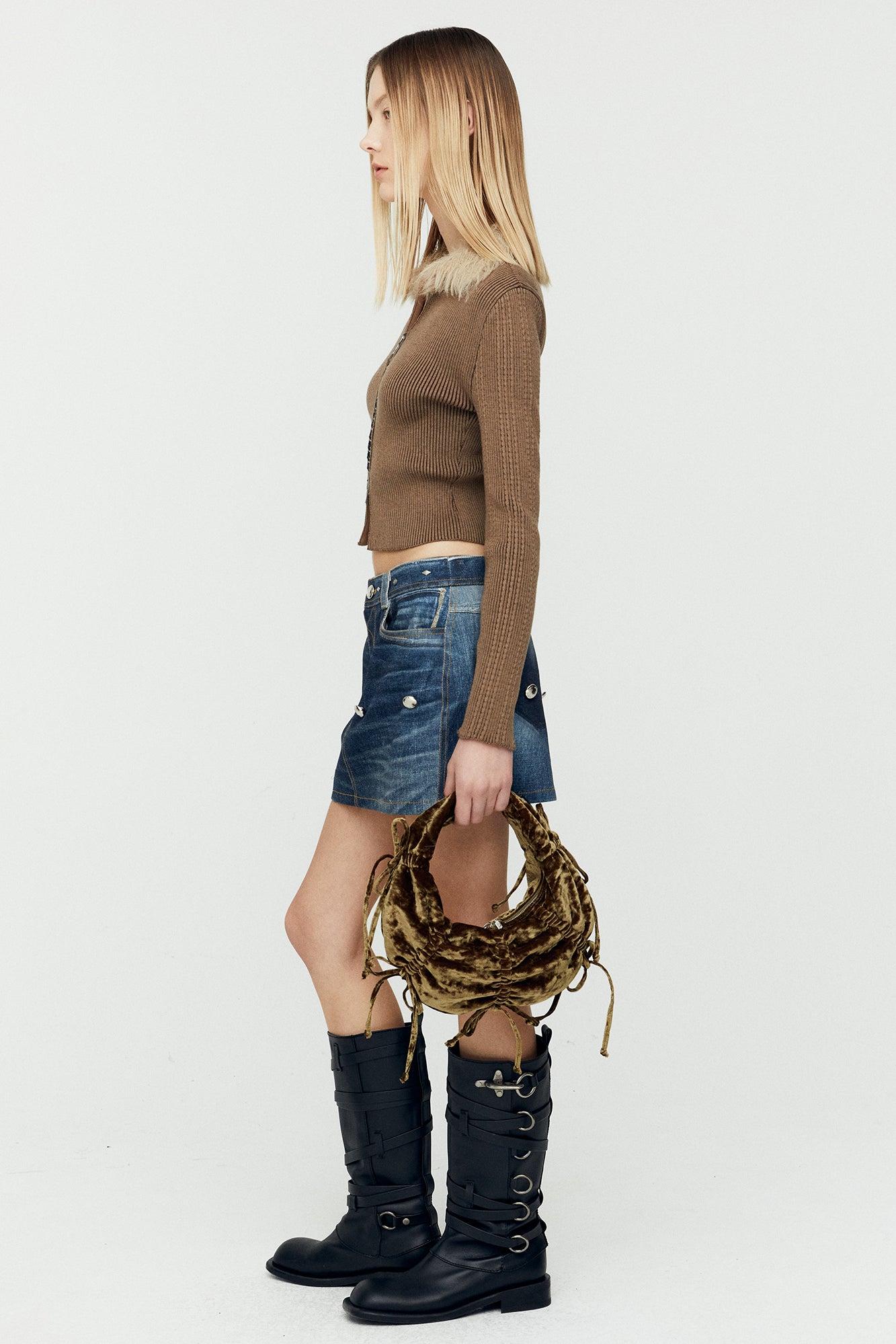 Andersson Bell - Lace-Up Knit Cardigan (Brown) product image 4 | TRAB K-Fashion Australia