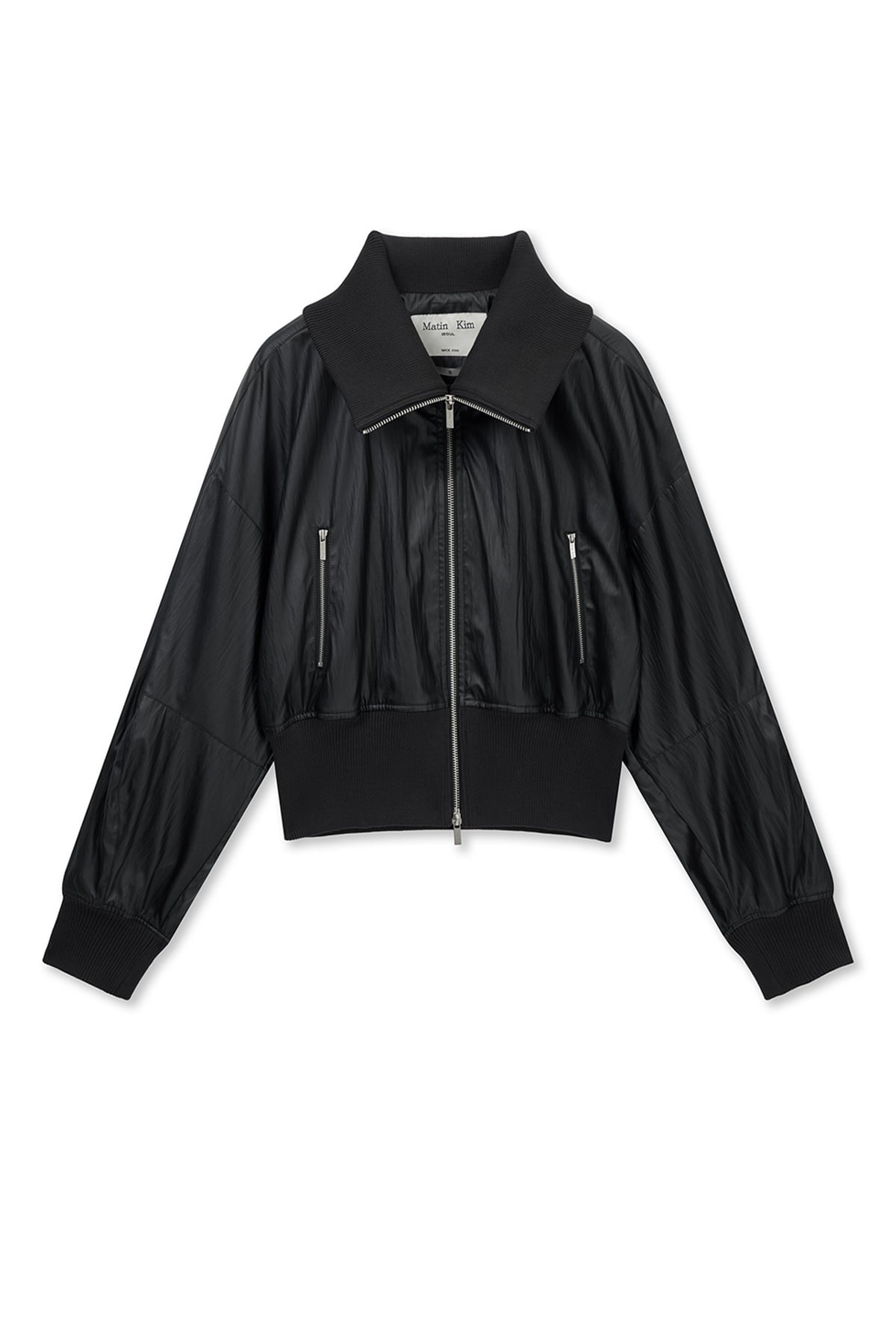 Matin Kim - Shine Crinkle Zip Blouson (Black) product image 1 | TRAB K-Fashion Australia