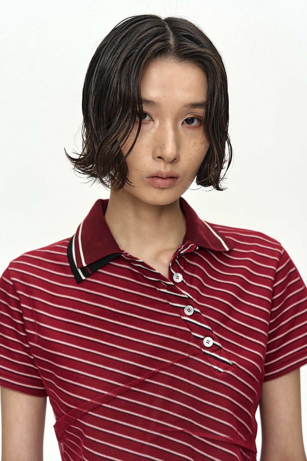 Andersson Bell - Twisted Pk Polo Top (Red) product image 7 | TRAB K-Fashion Australia