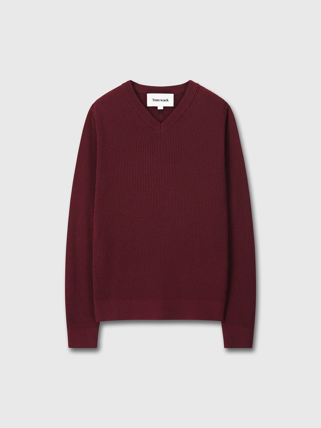 Tonywack - Super Fine Wool Ribbed V-Neck Sweater (Maroon) product image 8 | TRAB K-Fashion Australia