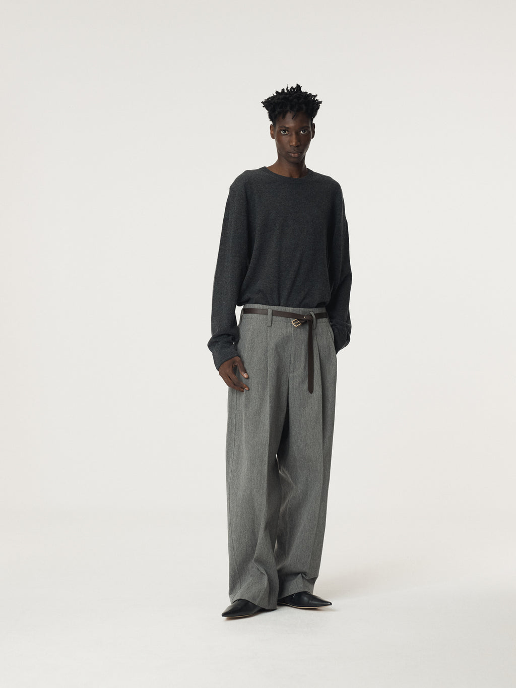Recto - Quincy Wool Belted Pants (Melange Grey) product image 9 | TRAB K-Fashion Australia