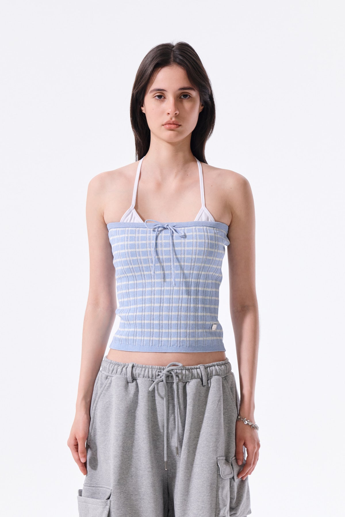 Matin Kim - Stripe Knit Tube Top (Light Blue) product image 5 | TRAB K-Fashion Australia