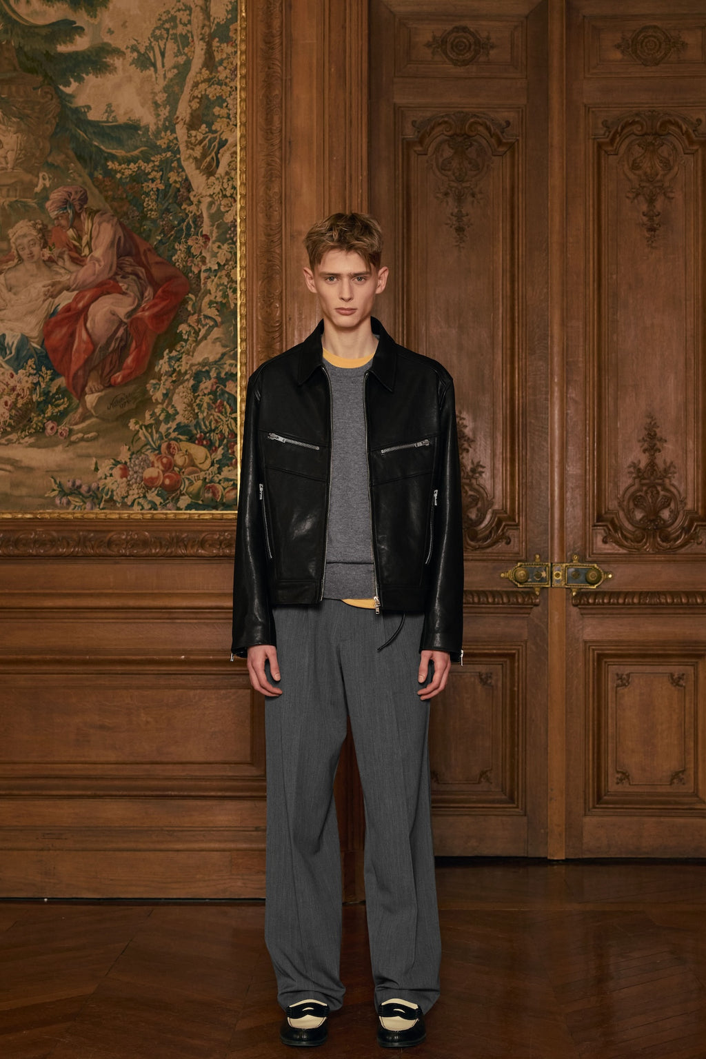 STU - Lambskin Zipper Leather Jacket (Black) product image 1 | TRAB K-Fashion Australia
