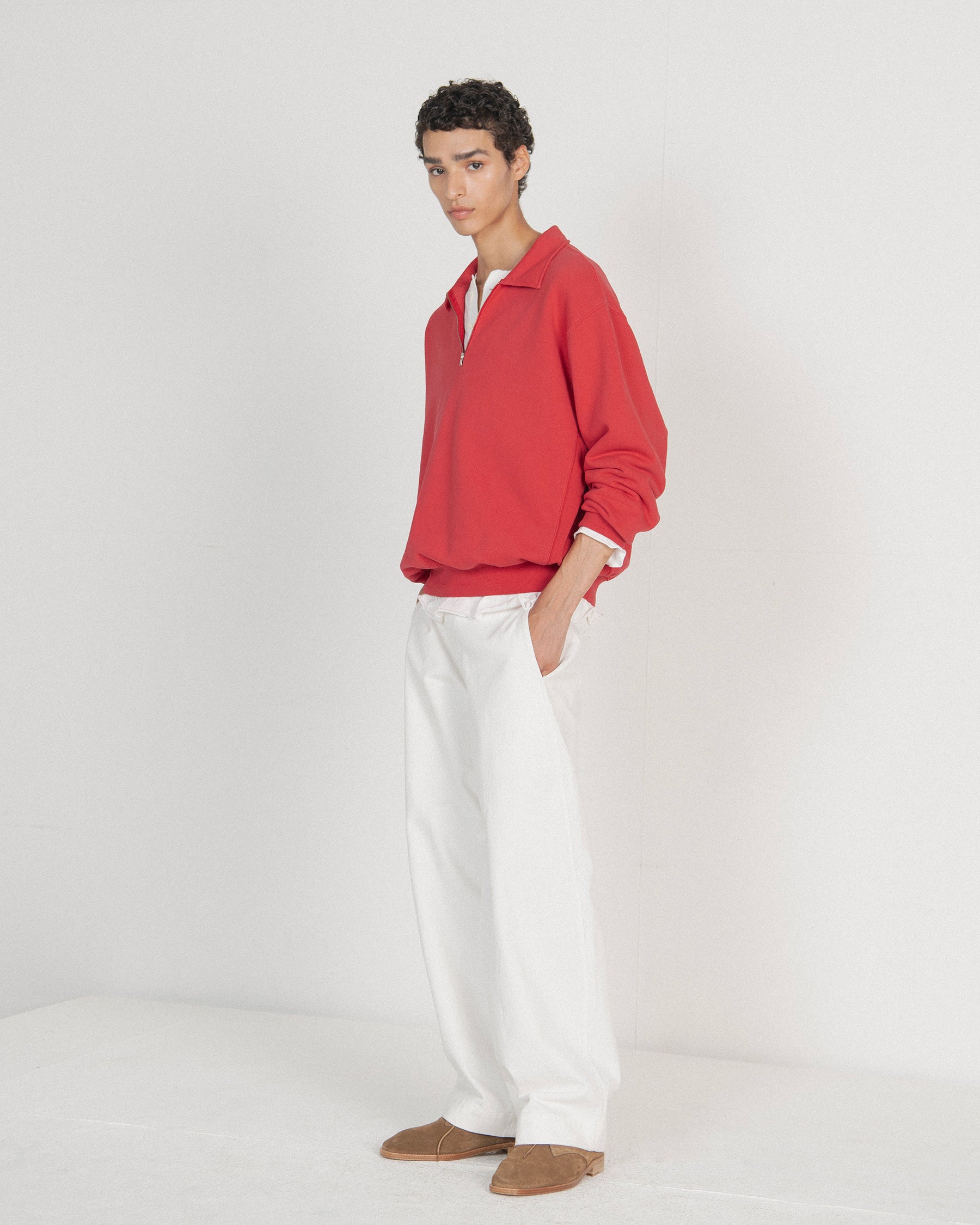 Brownyard - Washed Sweat Half Zip Up (Red) product image 1 | TRAB K-Fashion Australia