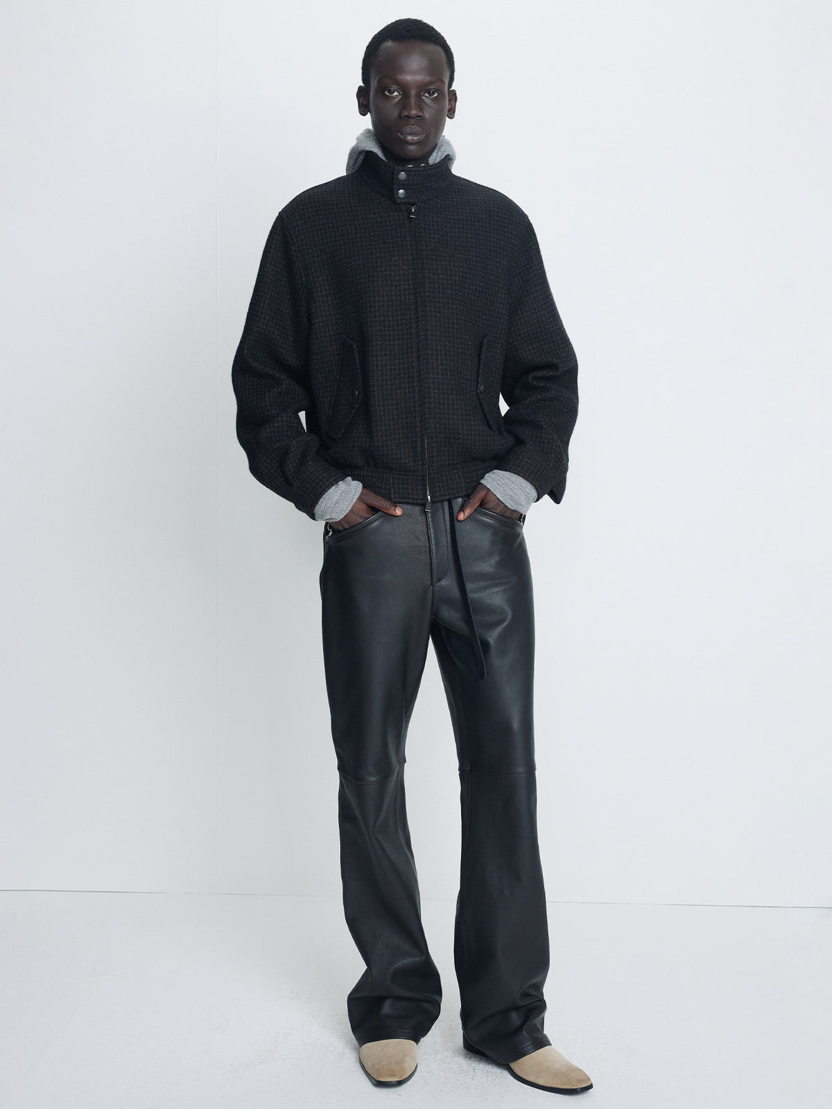 Tonywack - Checked Wool Harrington Jacket (Brown/Black) product image 3 | TRAB K-Fashion Australia