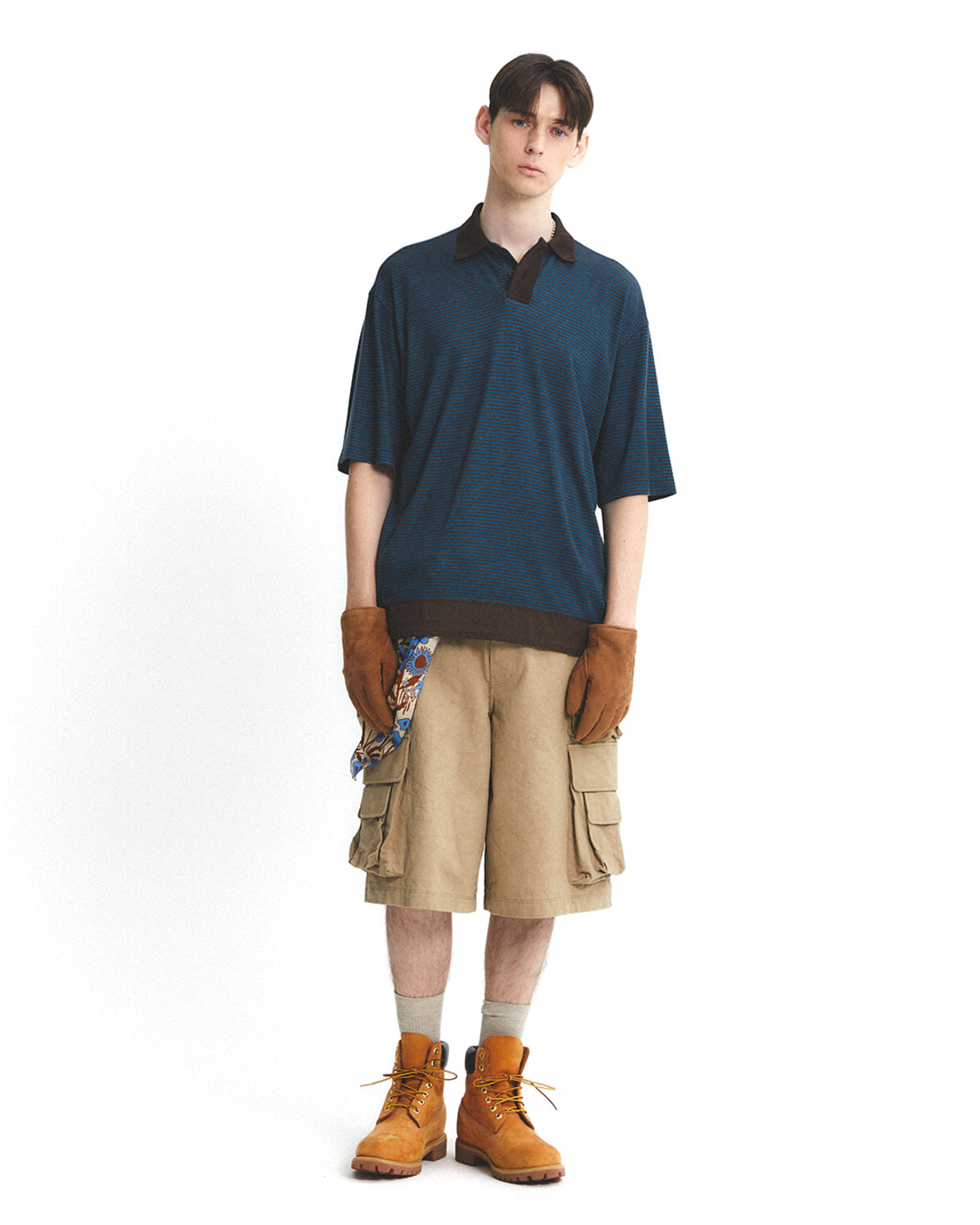 Eastlogue - Functional Relaxed Polo Shirt (Brown Stripe) product image 4 | TRAB K-Fashion Australia