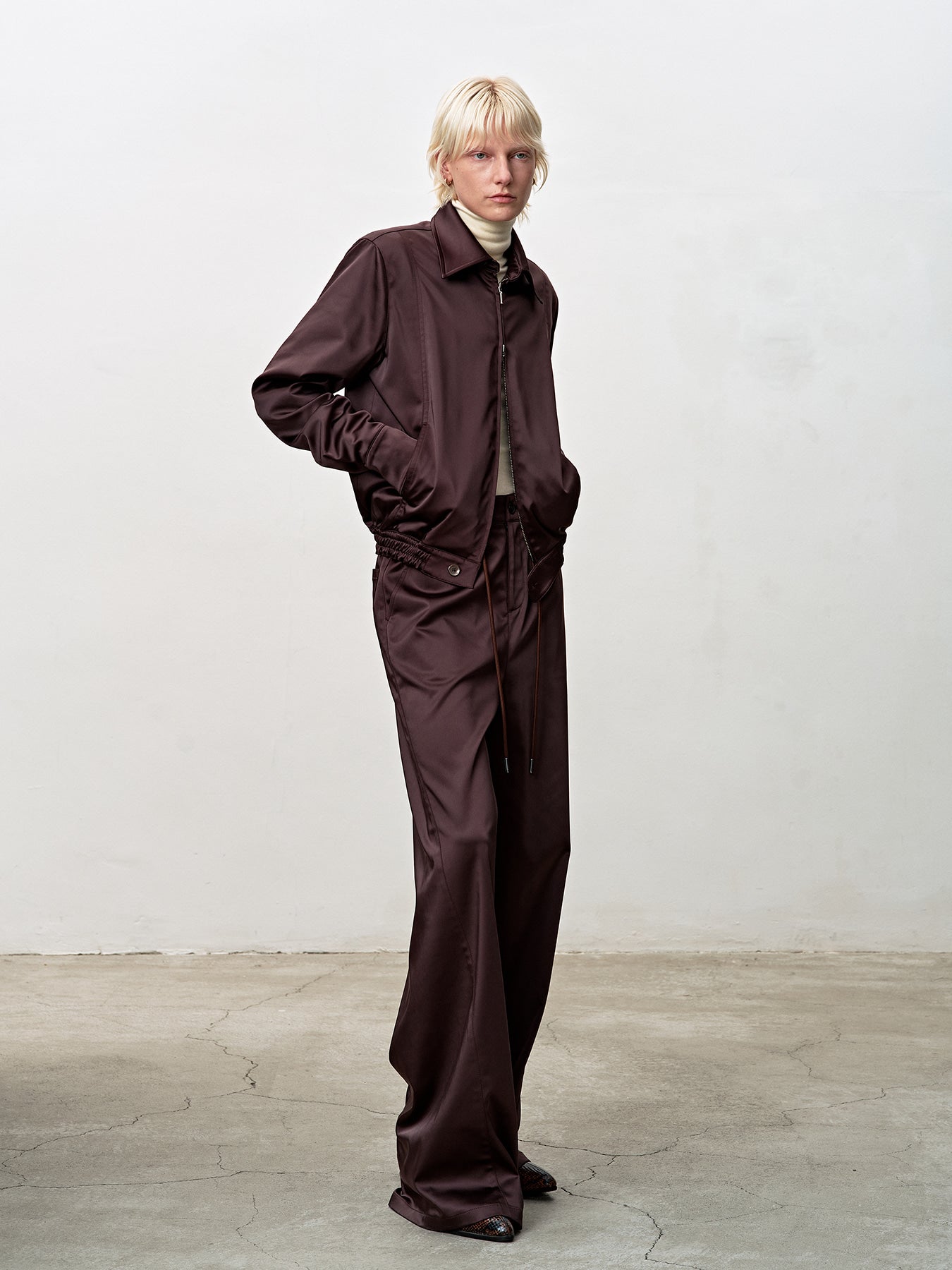 Tonywack - Silky Zippered Blouson Jacket (Brown) product image 3 | TRAB K-Fashion Australia