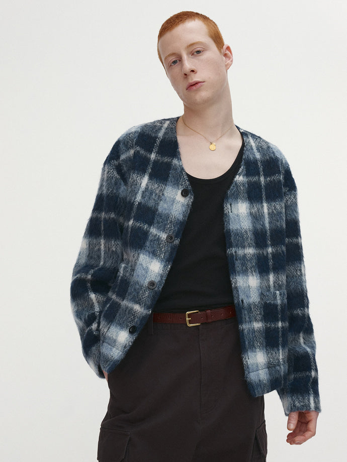 Tonywack - Checked Wool Mohair Blouson (Italian Fabric) (Blue) product image 4 | TRAB K-Fashion Australia