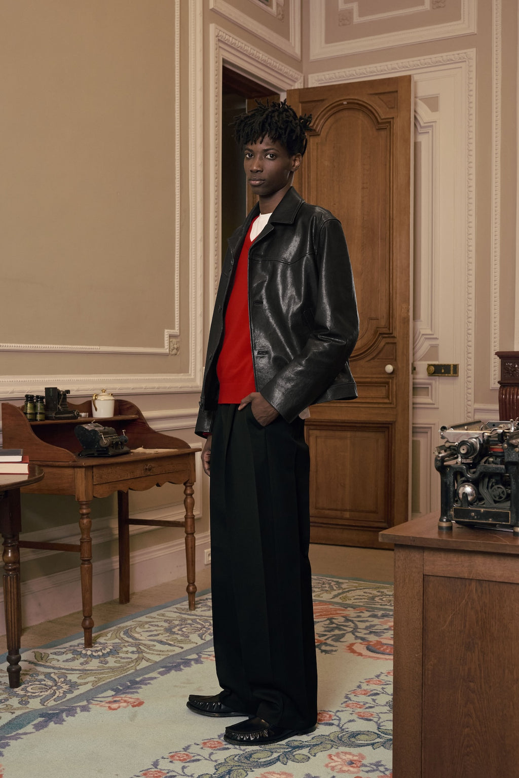 STU - Pin Tuck V-neck Knit (Red) product image 8 | TRAB K-Fashion Australia