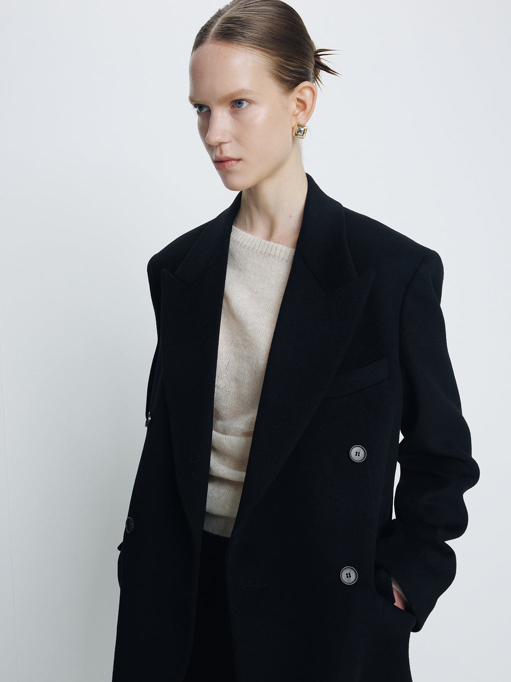 Tonywack - Wool And Cashmere Double-Breasted Coat (Black) product image 5 | TRAB K-Fashion Australia
