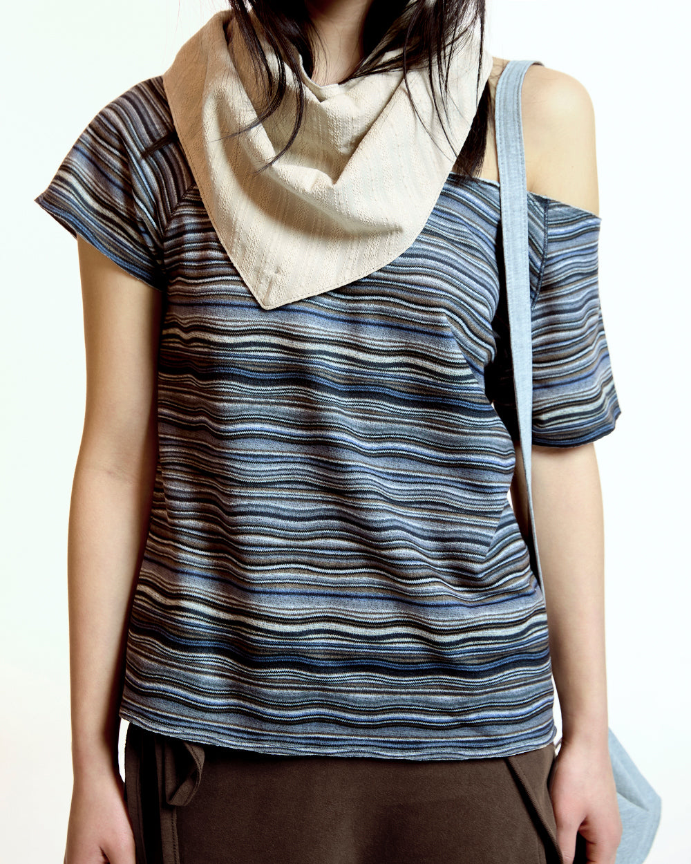 Coyseio - Wave Stripe Knit T-Shirt (Navy) product image 9 | TRAB K-Fashion Australia
