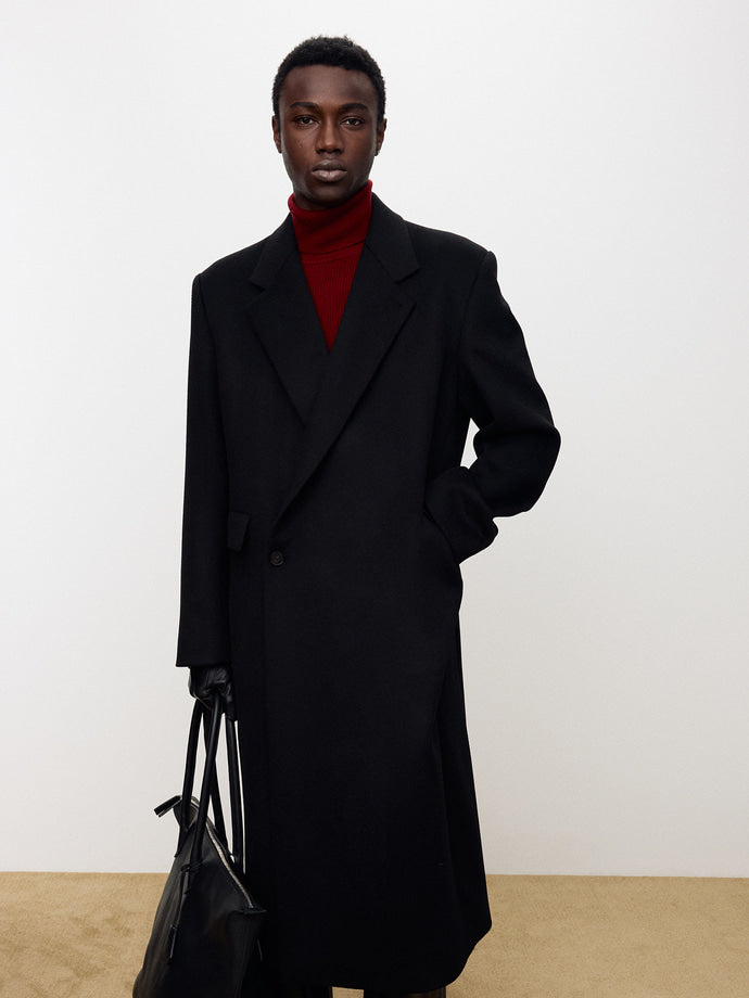 Tonywack - Wool And Cashmere Tailored Wrap Coat (Black) product image 8 | TRAB K-Fashion Australia