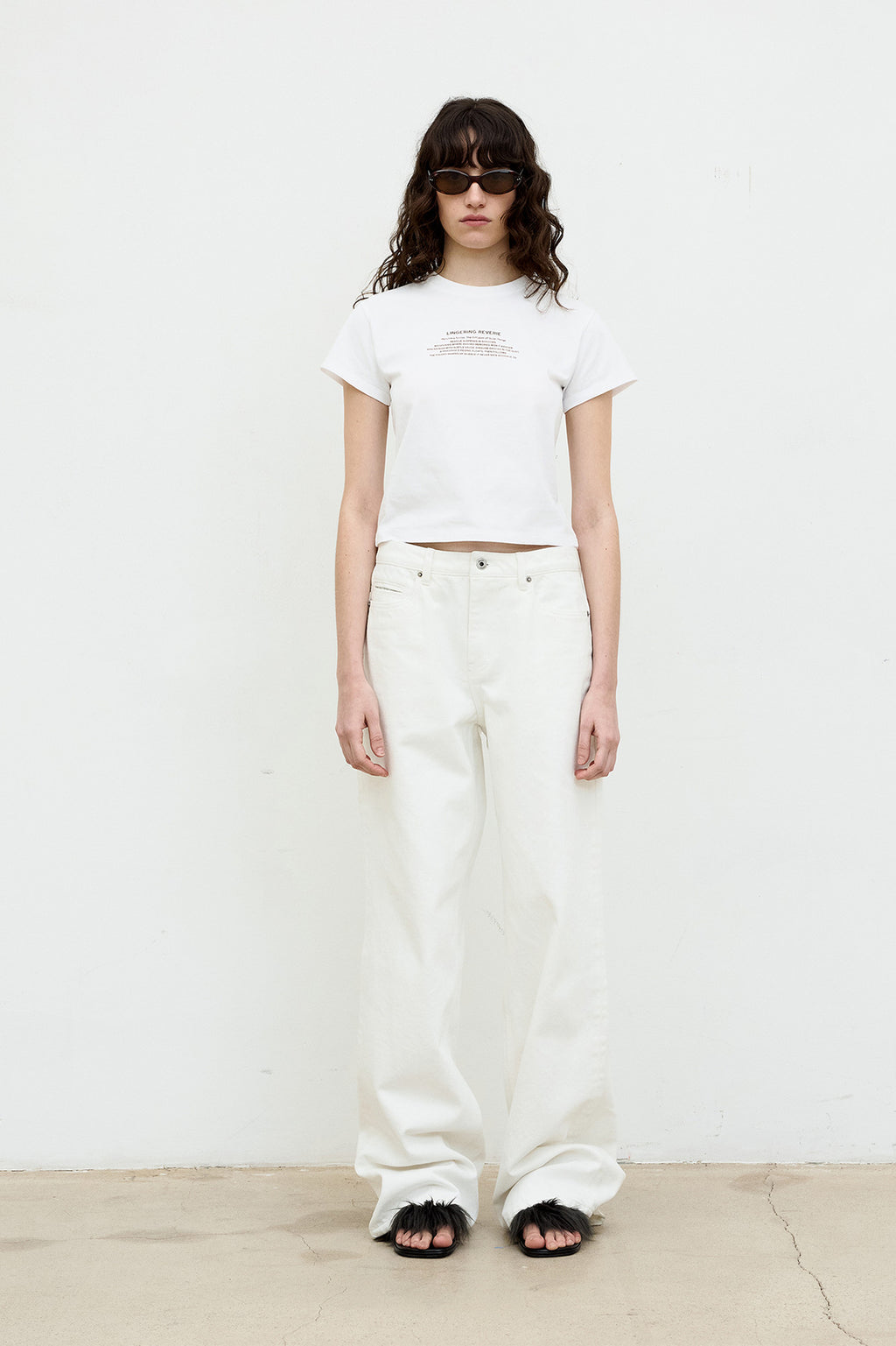Coor - Printed Crop T-Shirt (White) product image 2 | TRAB K-Fashion Australia