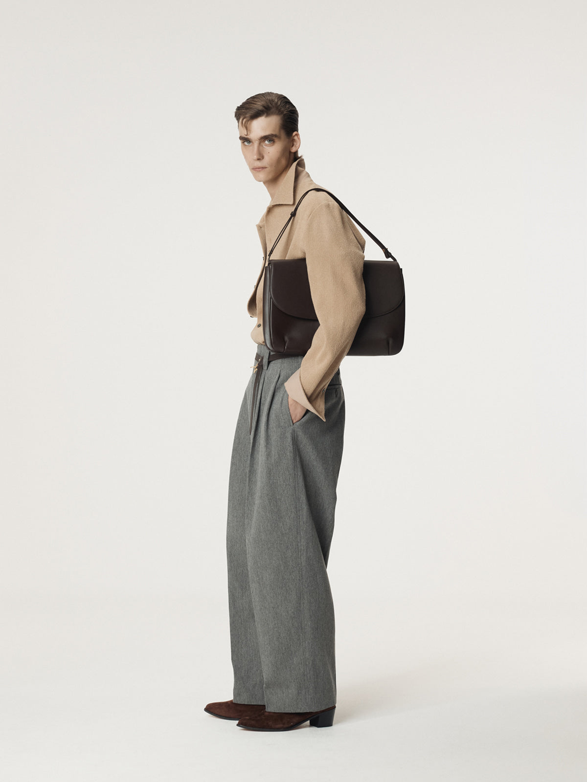 Recto - Wool Tweed Soft Shirt (Beige) product image 2 | TRAB K-Fashion Australia