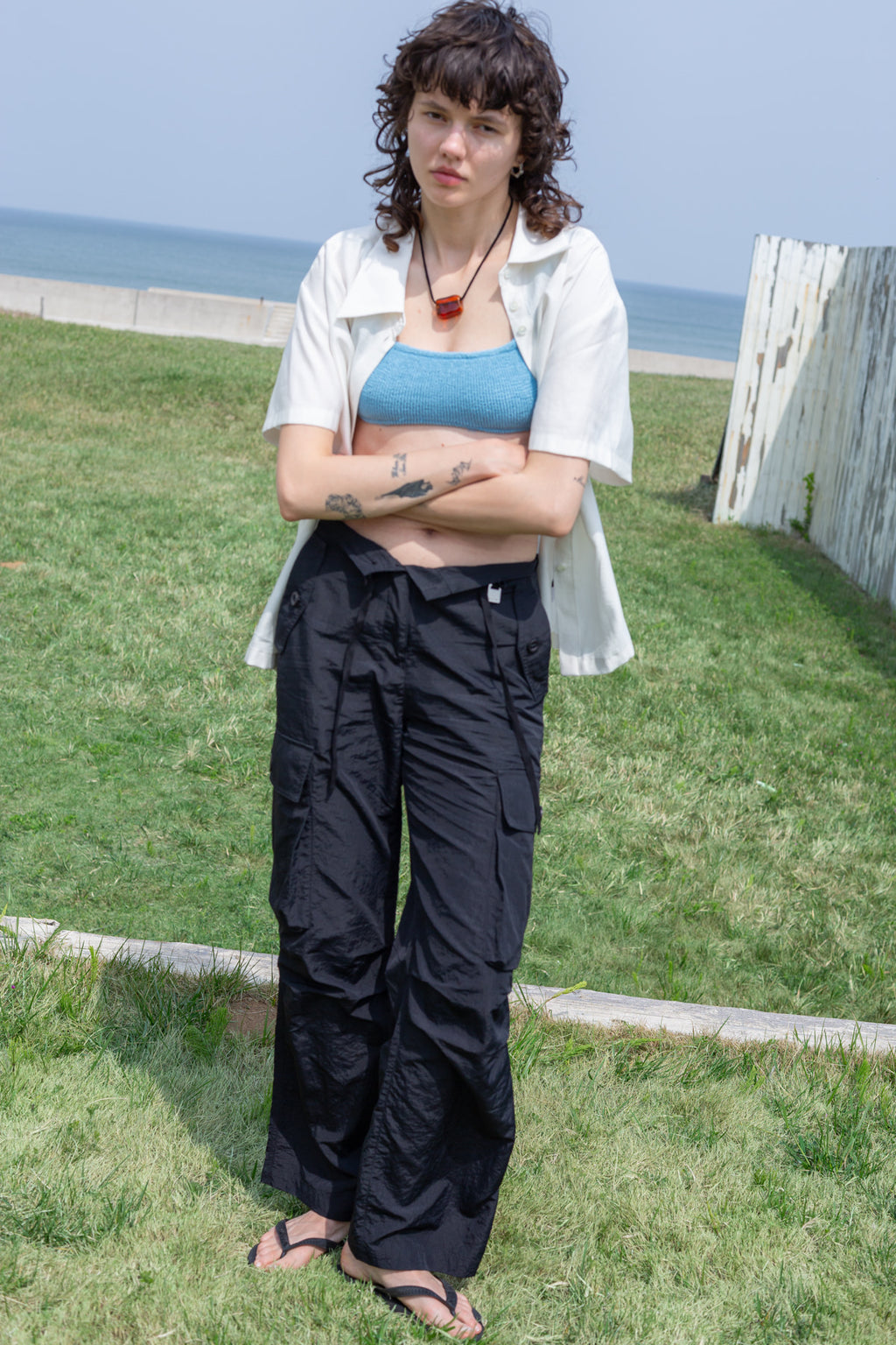 Matin Kim - Unbalance Collar Half Shirt (Ivory) product image 10 | TRAB K-Fashion Australia