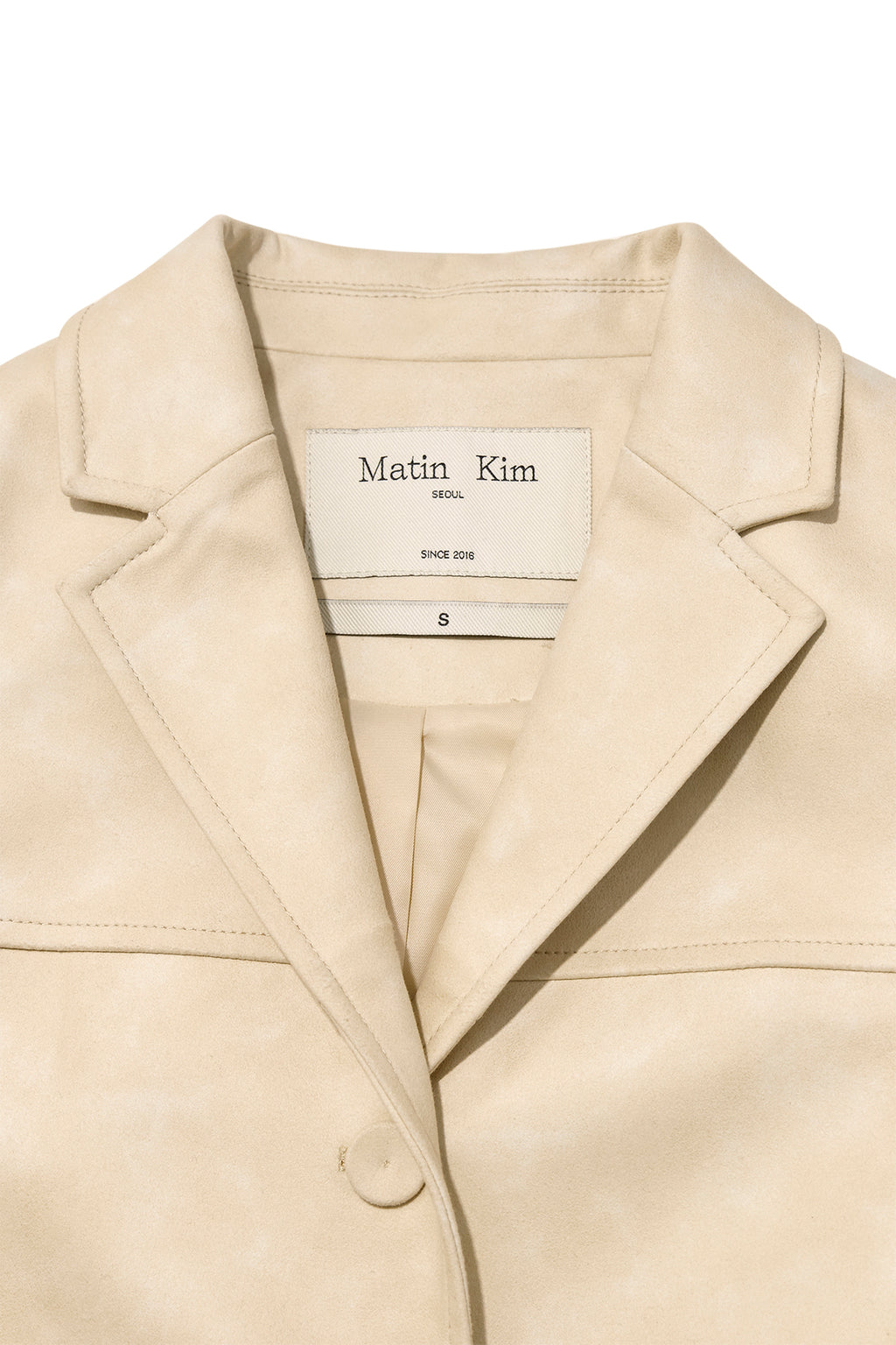 Matin Kim - Washed Matt Leather Single Blazer (Light Beige) product image 3 | TRAB K-Fashion Australia