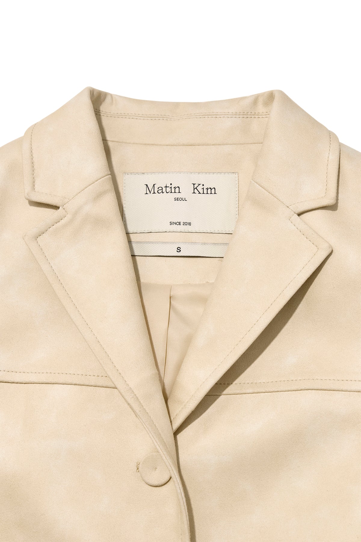 Matin Kim - Washed Matt Leather Single Blazer (Light Beige) product image 3 | TRAB K-Fashion Australia