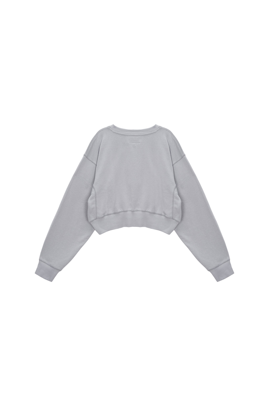Matin Kim - Stitch Label Crop Sweatshirt (Light Grey) product image 2 | TRAB K-Fashion Australia