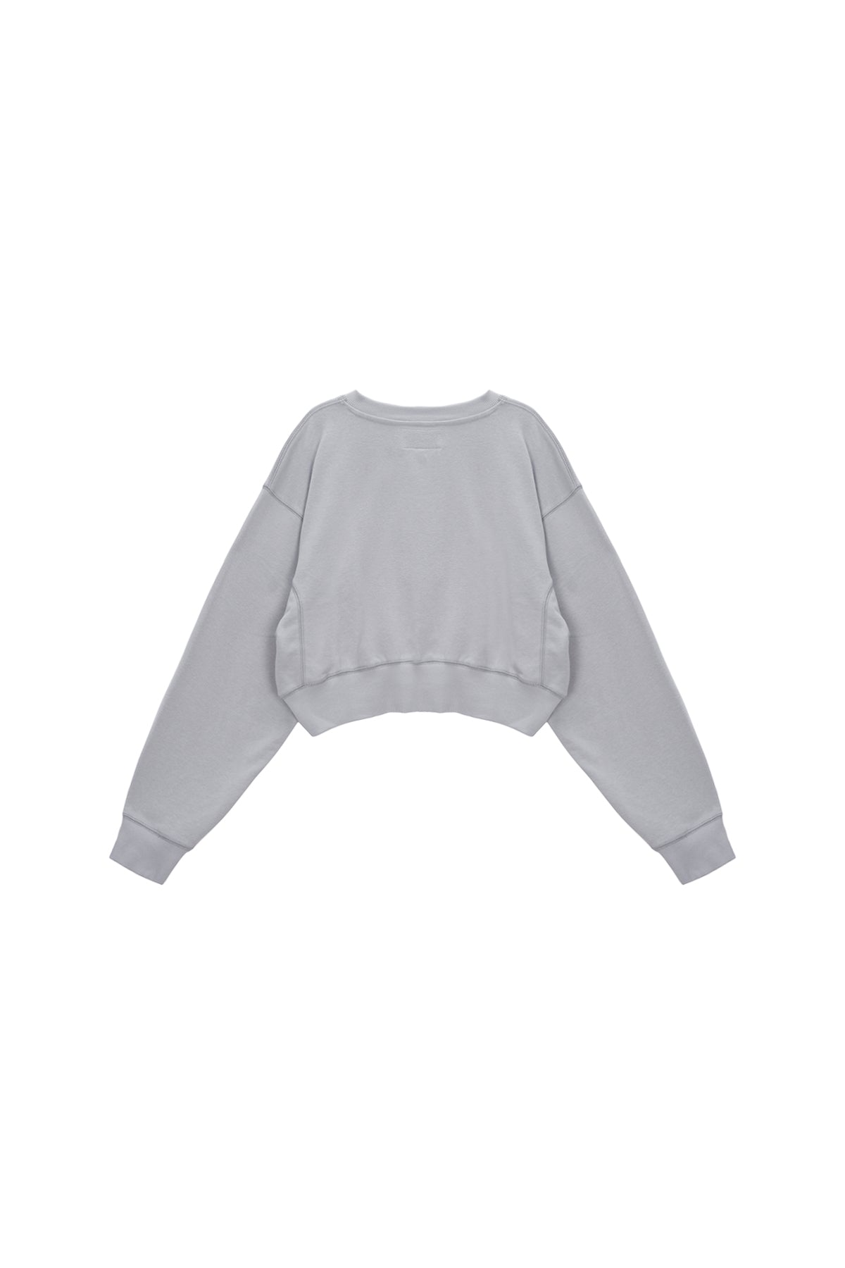 Matin Kim - Stitch Label Crop Sweatshirt (Light Grey) product image 2 | TRAB K-Fashion Australia