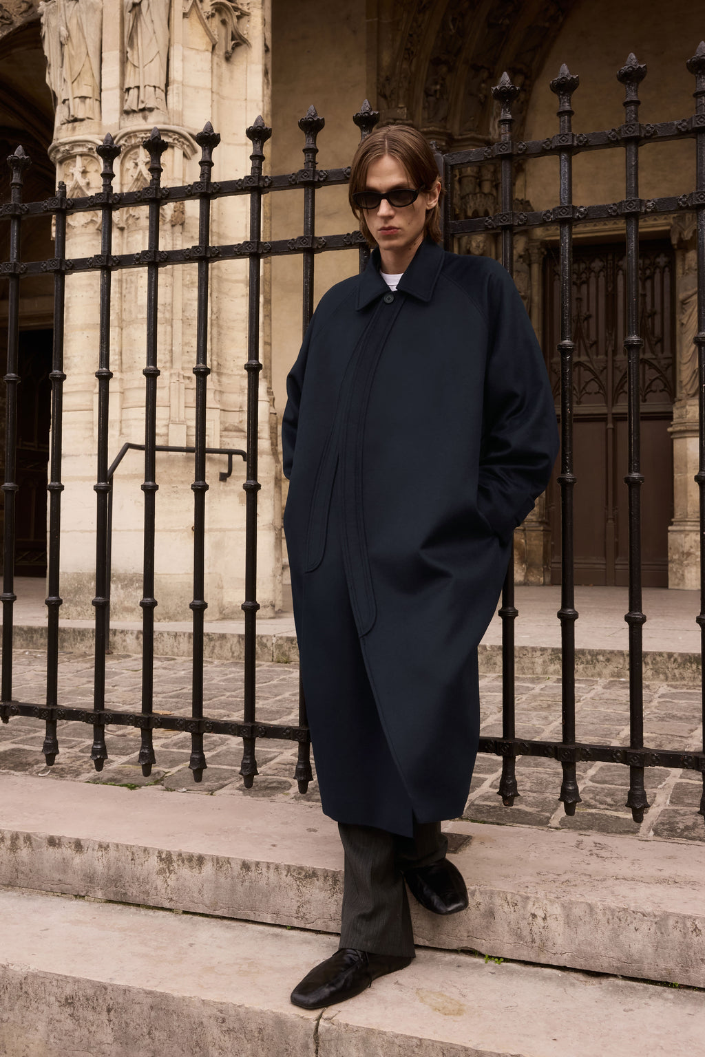 STU - Curved Double Line Mac Coat In Cashmere (Navy) product image 10 | TRAB K-Fashion Australia