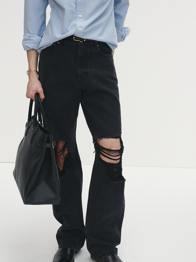 Tonywack - Straight-Leg Destroyed Denim Jeans (Washed Black) product image 6 | TRAB K-Fashion Australia