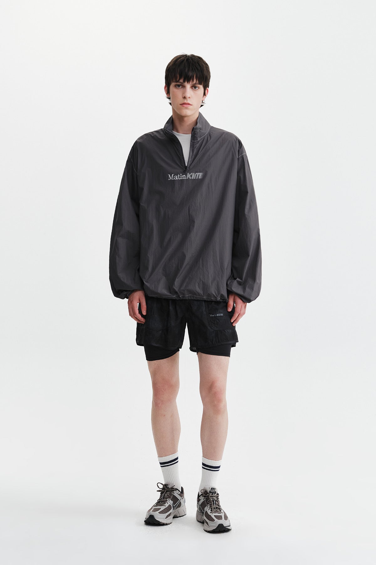 Matin Kim - Matin Pace Logo Half Zip Top (Charcoal) product image 10 | TRAB K-Fashion Australia