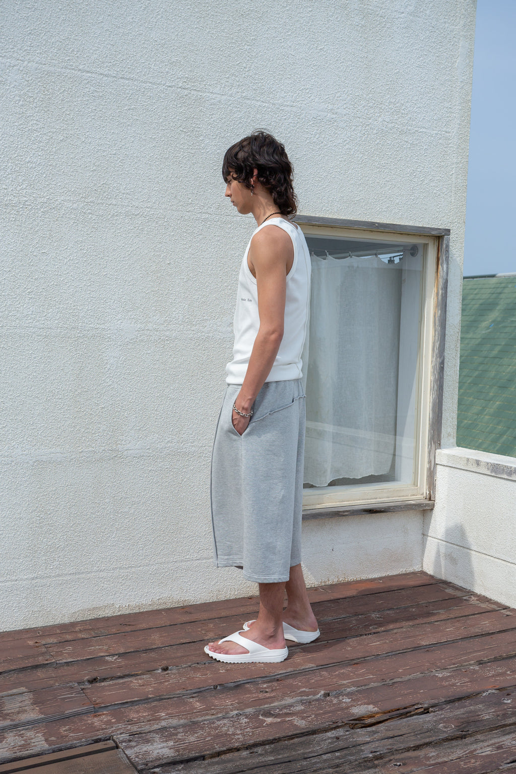 Matin Kim - Small Logo Pintuck Sleeveless Top (White) product image 10 | TRAB K-Fashion Australia