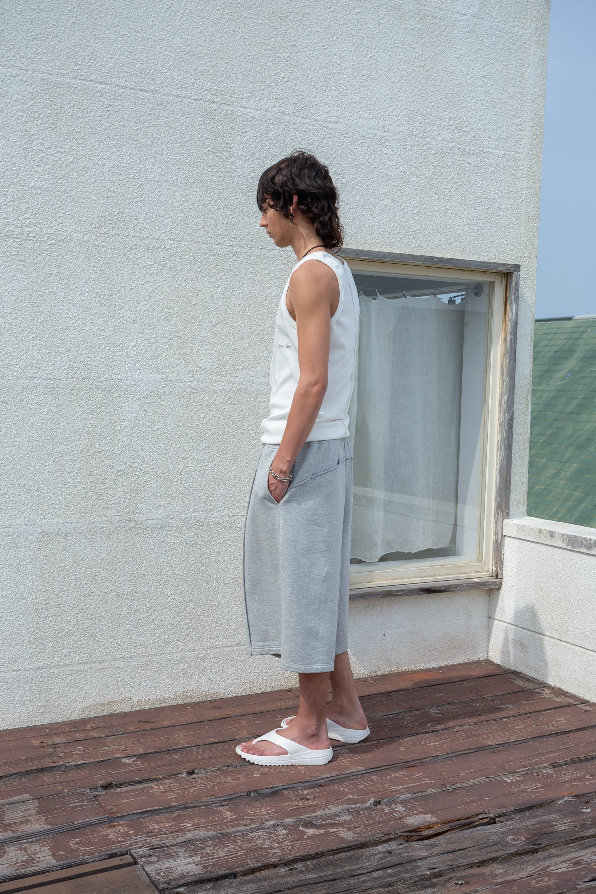 Matin Kim - Small Logo Pintuck Sleeveless Top (White) product image 10 | TRAB K-Fashion Australia