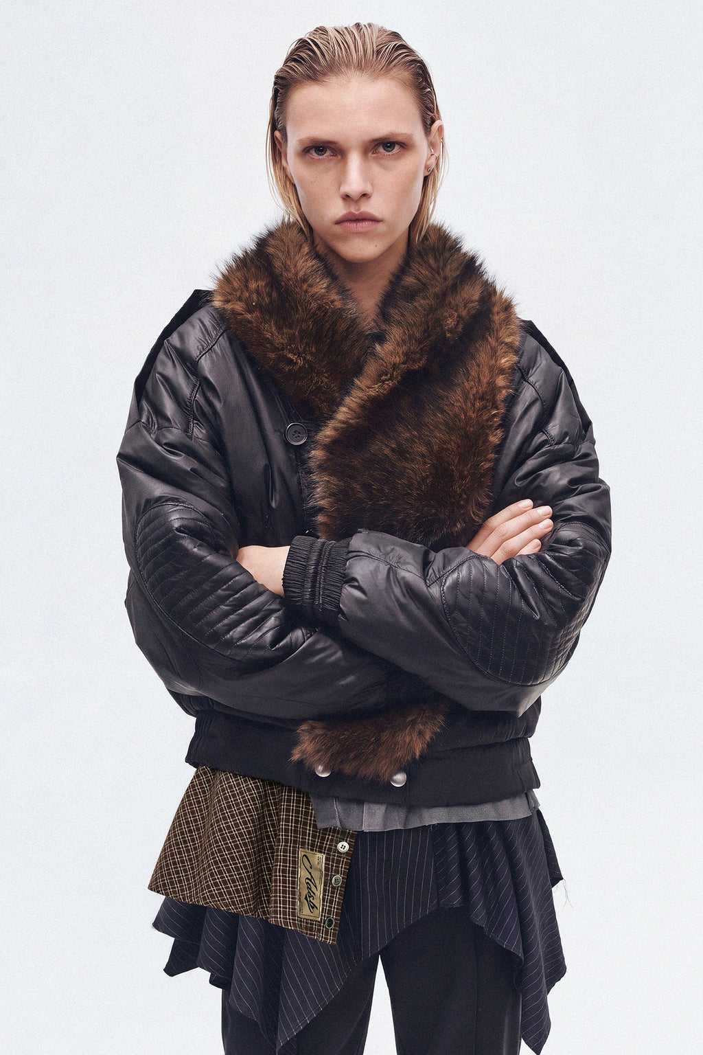 Andersson Bell - Fur Shawl Collar Puffer Jacket (Black) product image 2 | TRAB K-Fashion Australia