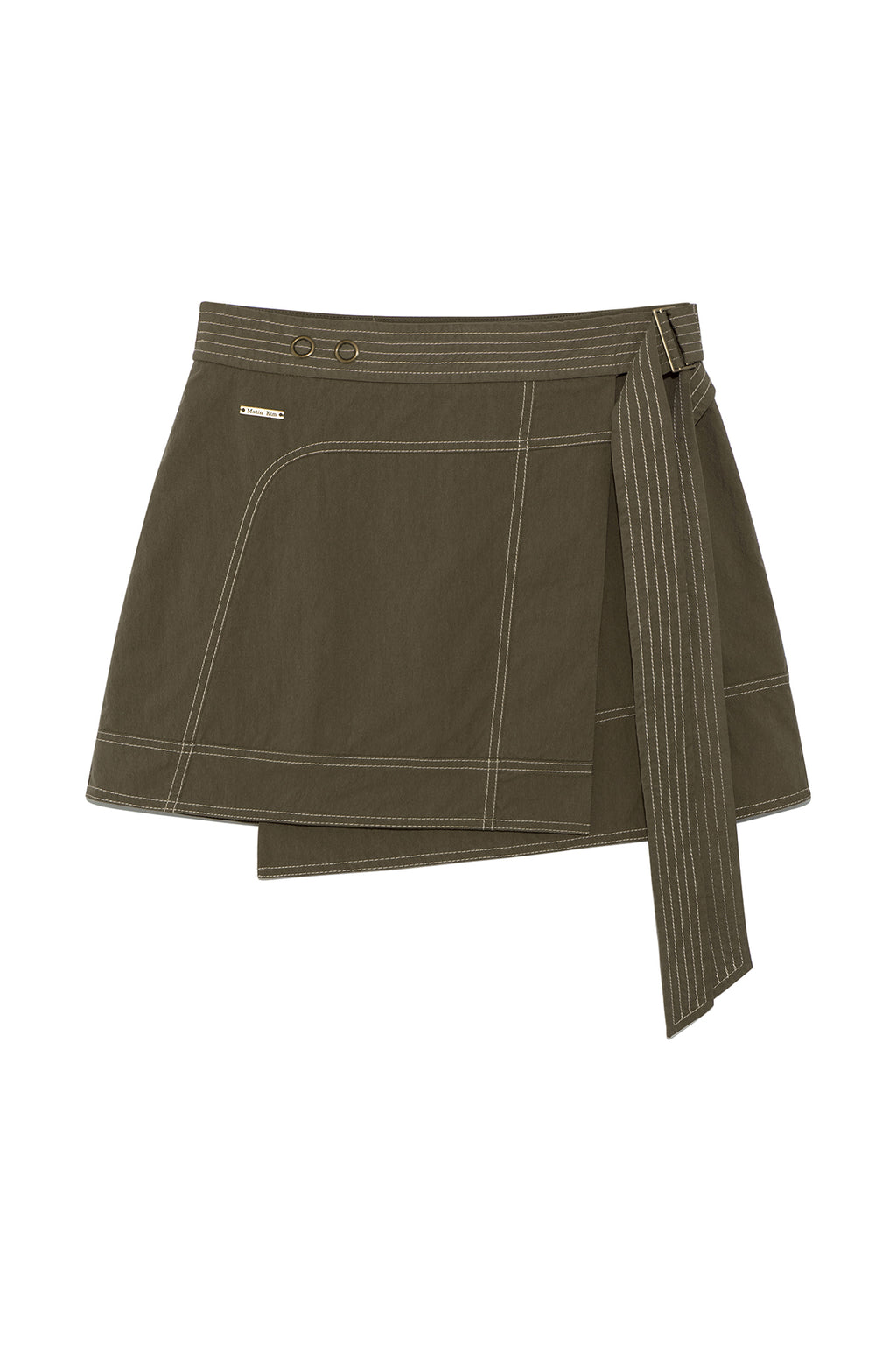 Matin Kim - Stitch Point Belted Wrap Skirt (Khaki) product image 1 | TRAB K-Fashion Australia