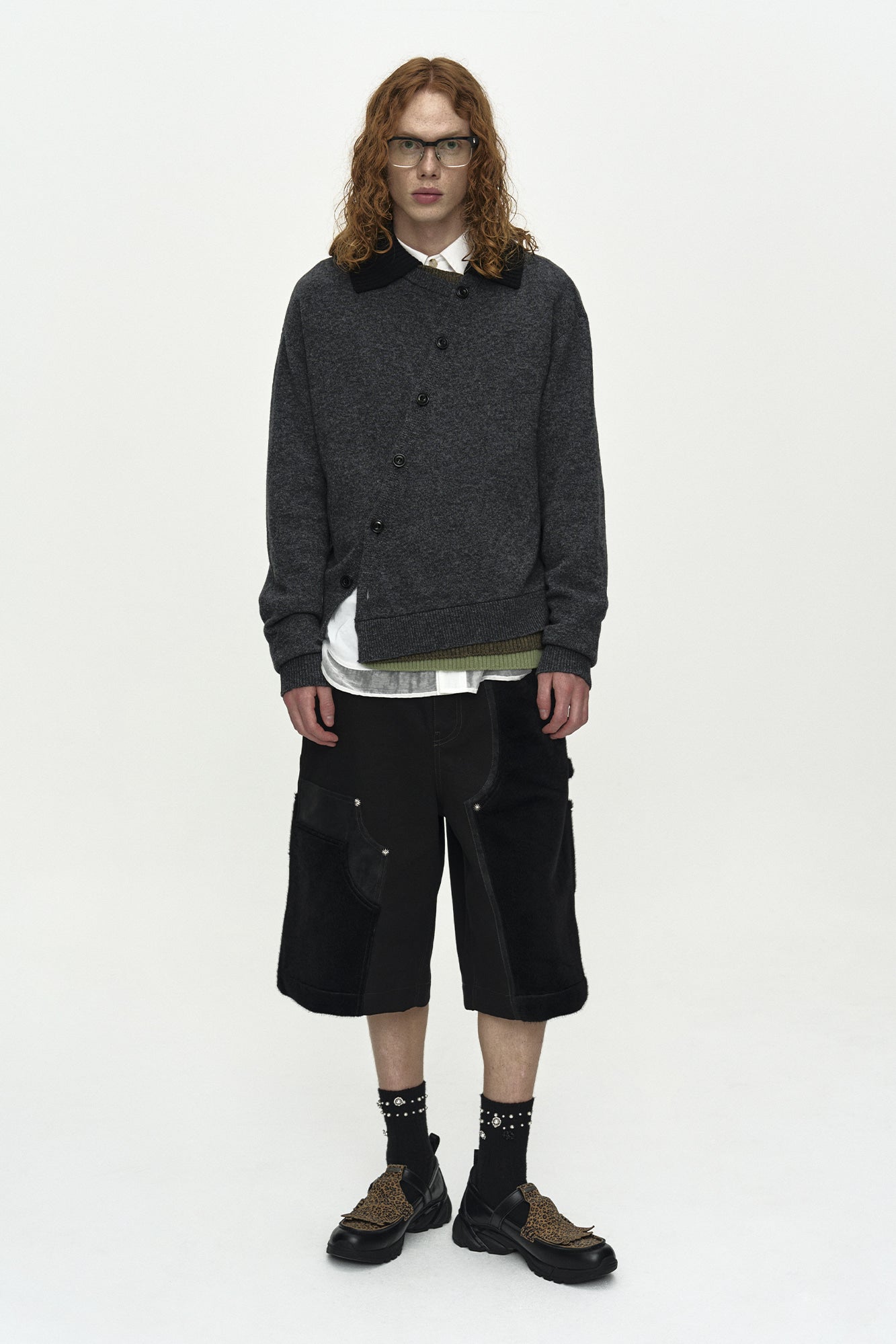 Andersson Bell - Layered Collar Cardigan (Charcoal) product image 8 | TRAB K-Fashion Australia