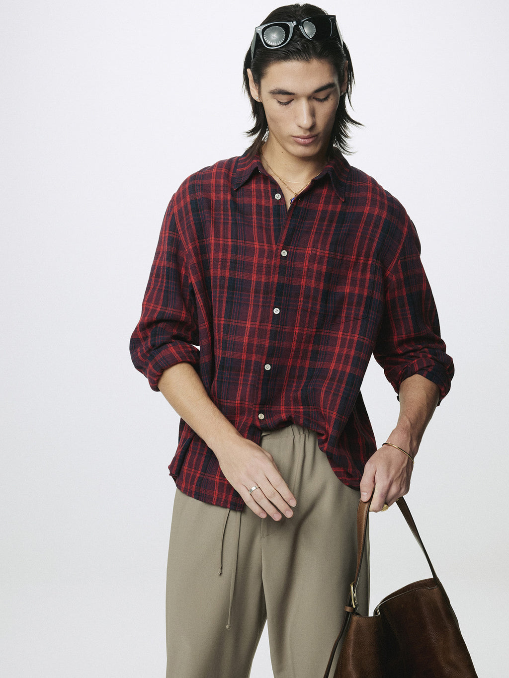 Tonywack - Washed Cotton Blend Check Shirt (Red/Blue) product image 5 | TRAB K-Fashion Australia