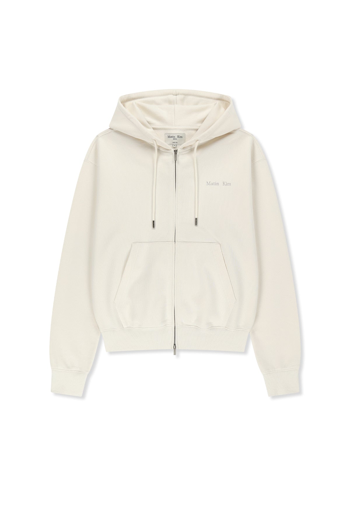 Matin Kim - Back Logo Essential Hoody Zip Up (Ivory) product image 1 | TRAB K-Fashion Australia
