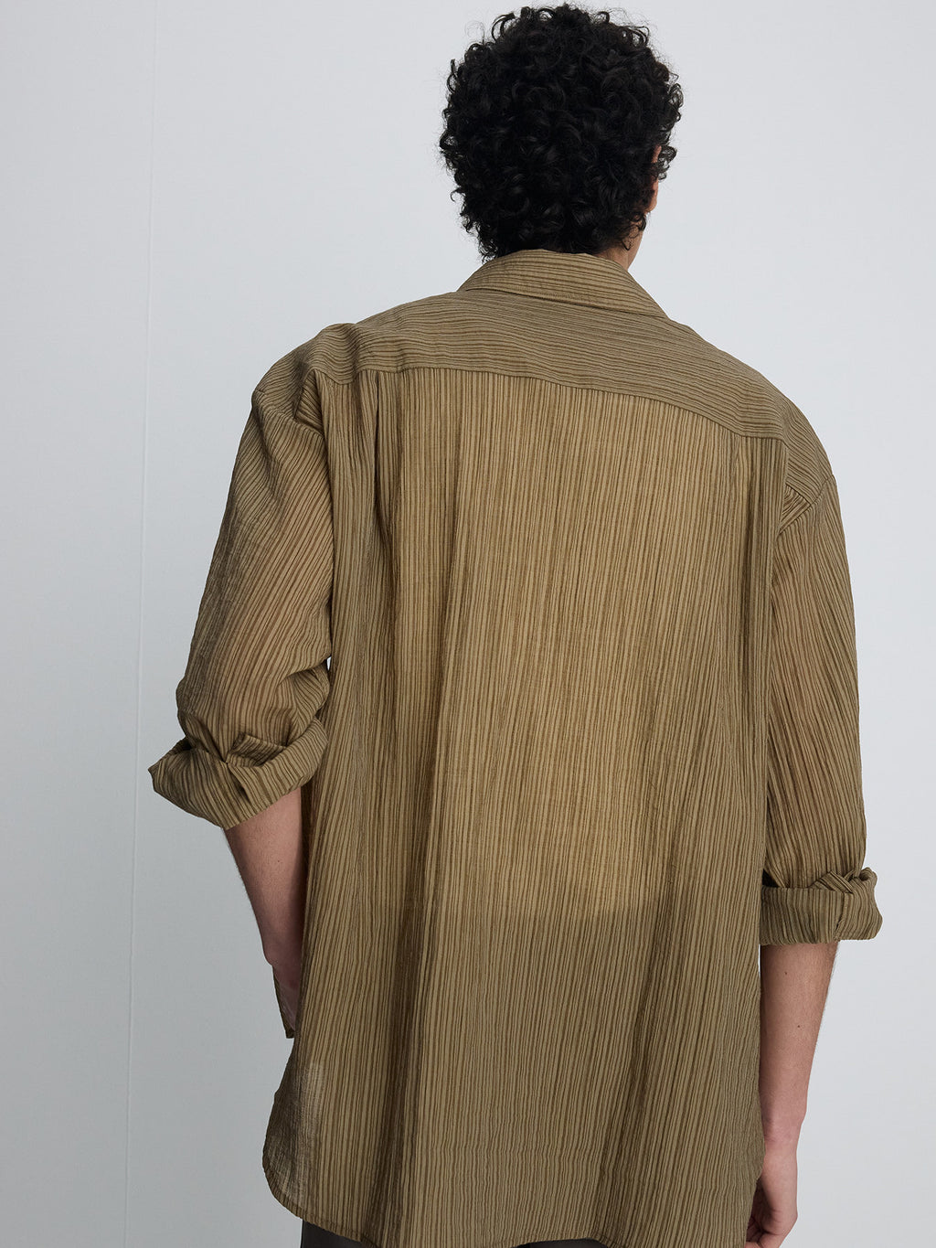 Tonywack - Lyocell Oversized Stripe Shirt (Olive Stripe) product image 8 | TRAB K-Fashion Australia