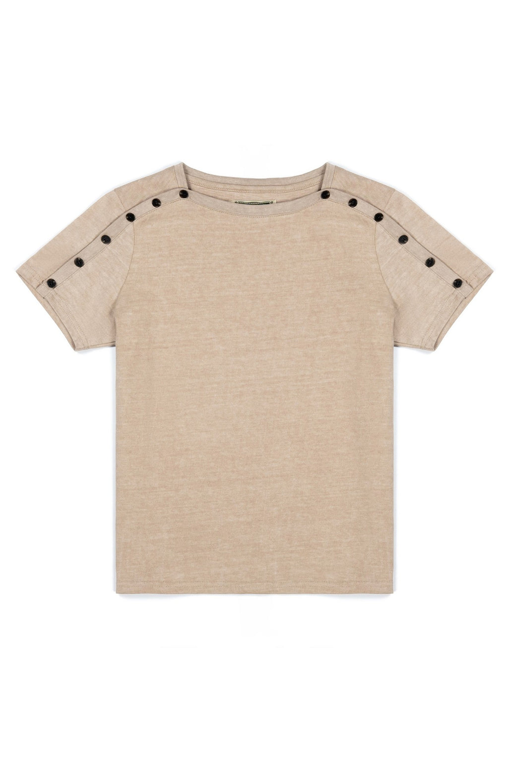 Ioedle - Tight-Button Boat Neck T-Shirt Yellow (Brown) product image 2 | TRAB K-Fashion Australia