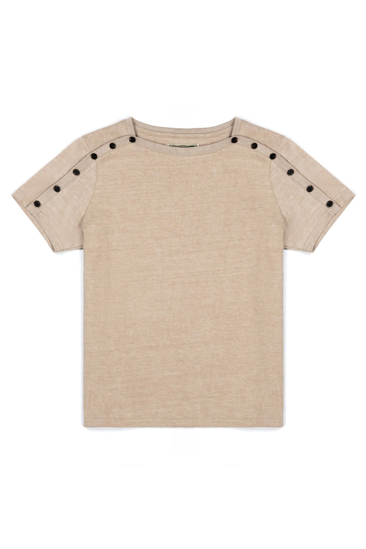 Ioedle - Tight-Button Boat Neck T-Shirt Yellow (Brown) product image 2 | TRAB K-Fashion Australia