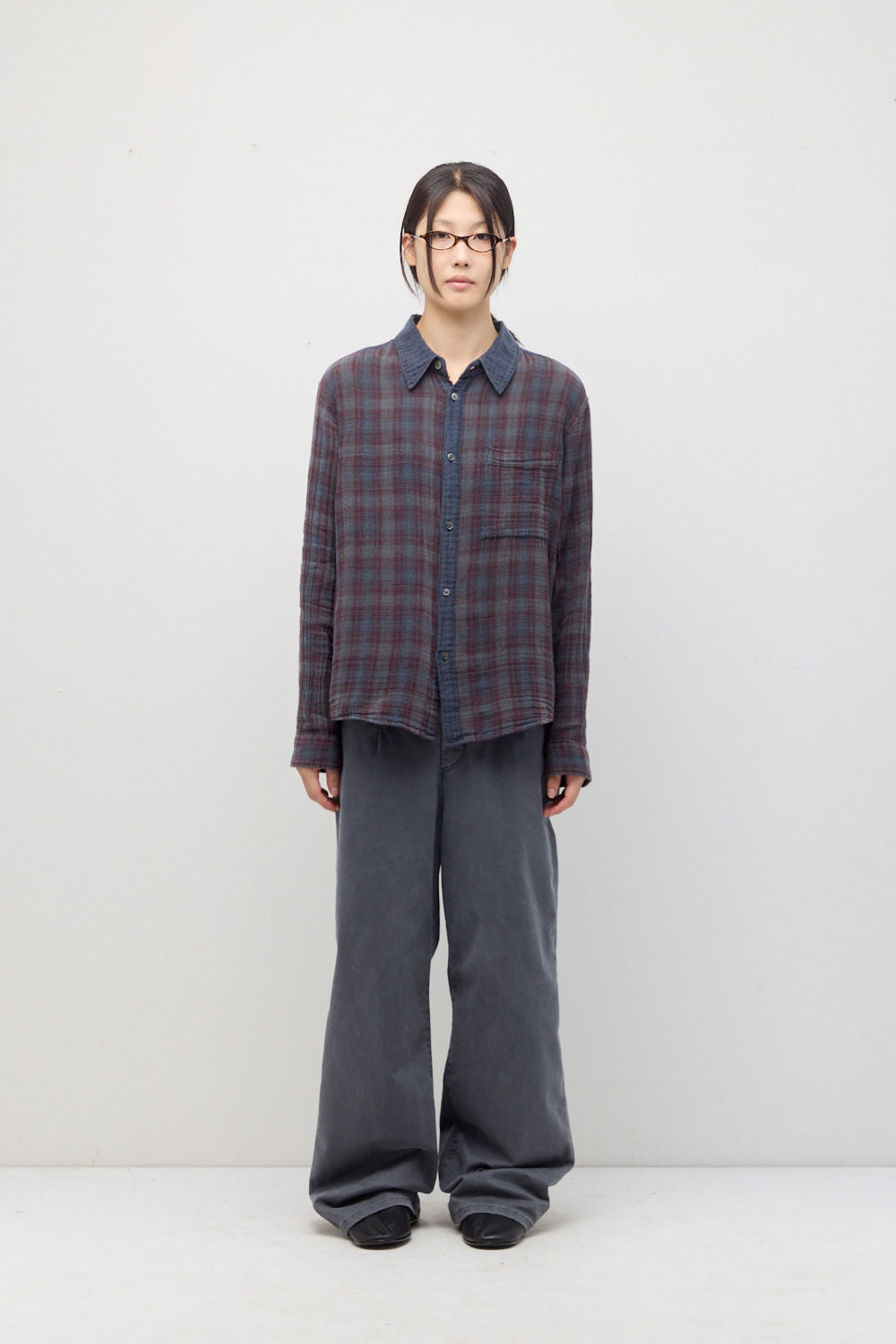 Hatchingroom - Double Face Shirt (Over Dyed Blue Charcoal) product image 3 | TRAB K-Fashion Australia