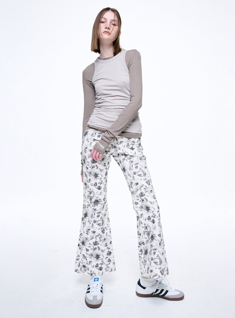 Mardi Mercredi - Flare Jeans Floral (Grey) product image 1 | TRAB K-Fashion Australia