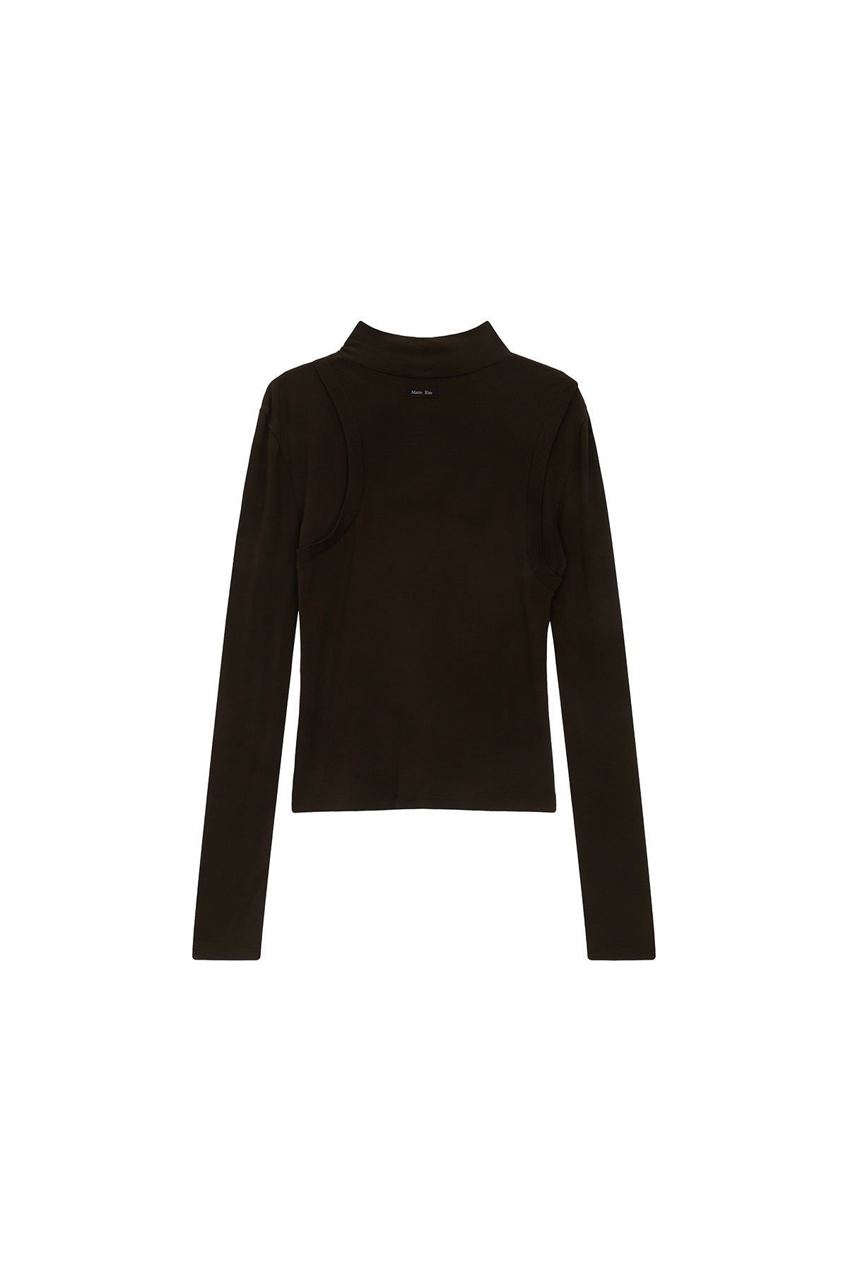 Matin Kim - Rib Layered Half Neck Long Sleeve Top (Brown) product image 2 | TRAB K-Fashion Australia
