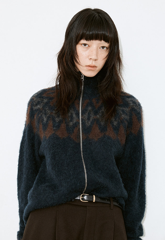 Tonywack - Nordic Mohair Zip Up Knit (Dark Navy) product image 6 | TRAB K-Fashion Australia