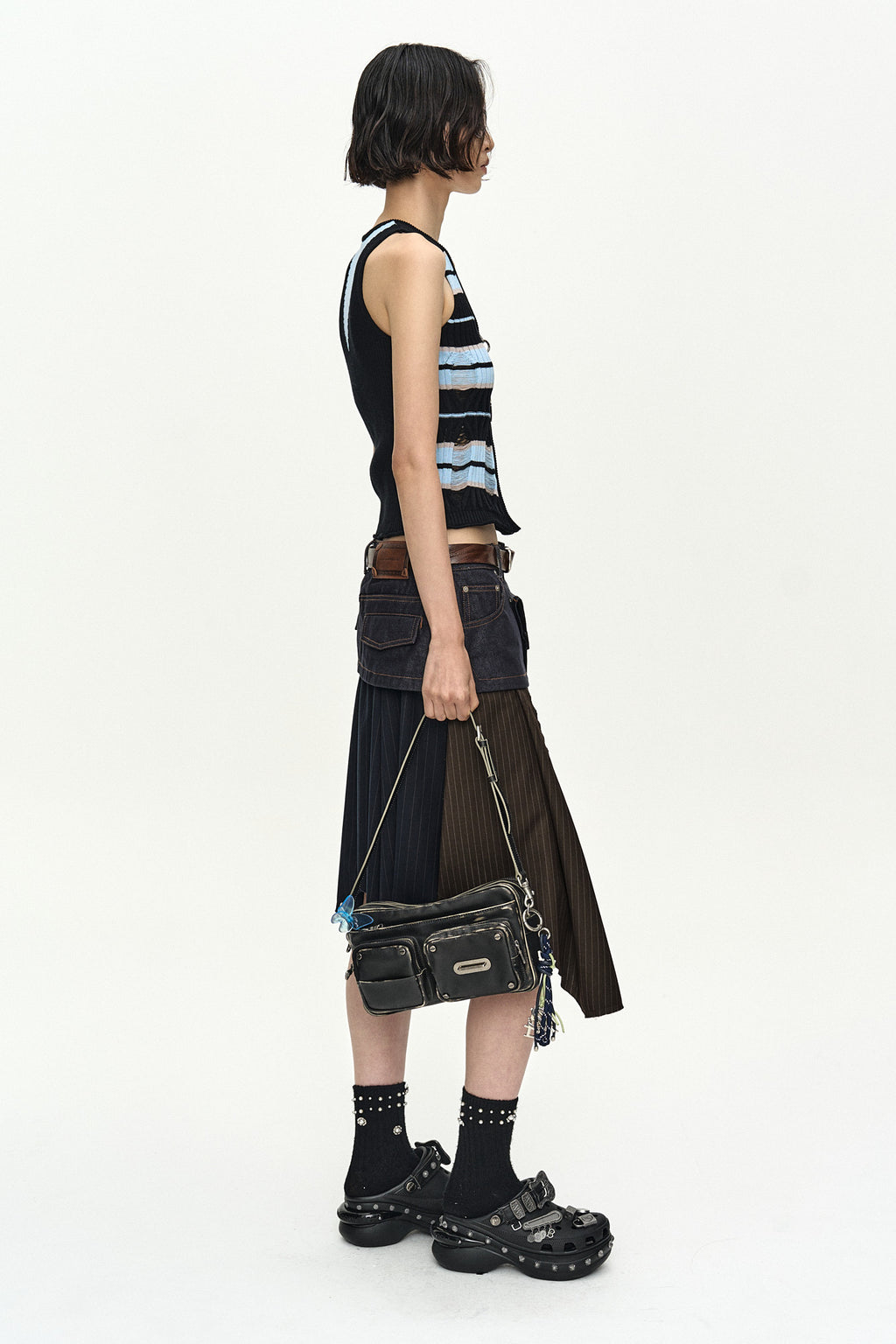 Andersson Bell - Stripe Open Knit Vest (Blue/Black) product image 3 | TRAB K-Fashion Australia