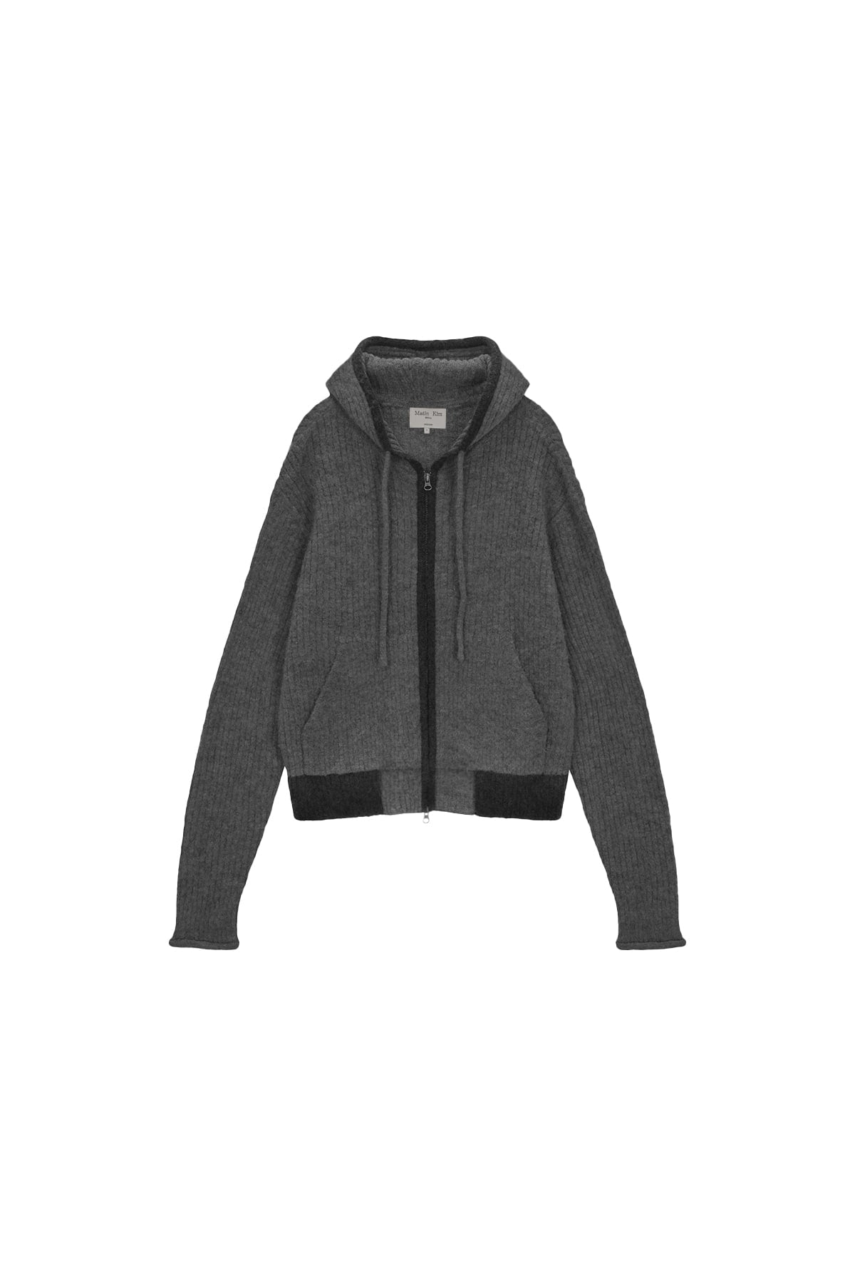 Matin Kim - Brushed Knit Hoody Zip Up (Charcoal) product image 1 | TRAB K-Fashion Australia