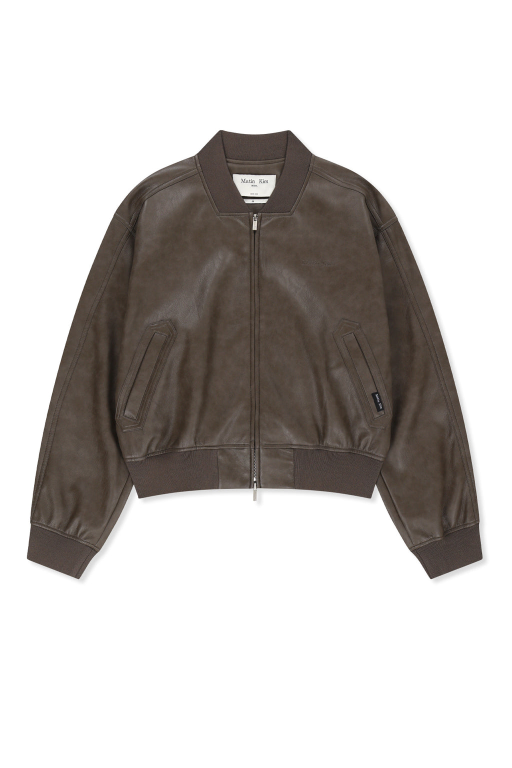 Matin Kim - Faux Leather Rib Collar Blouson (Brown) product image 1 | TRAB K-Fashion Australia