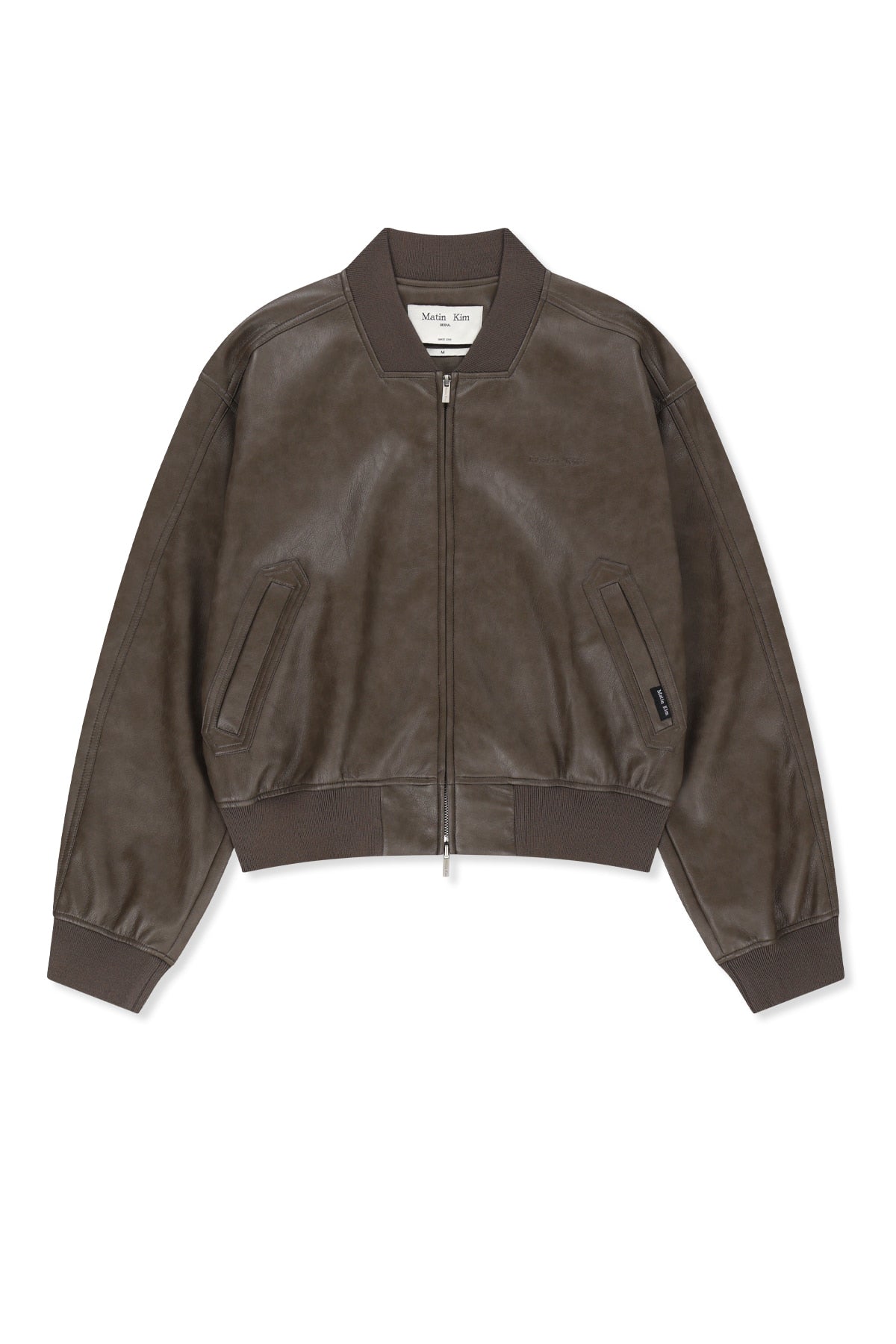 Matin Kim - Faux Leather Rib Collar Blouson (Brown) product image 1 | TRAB K-Fashion Australia
