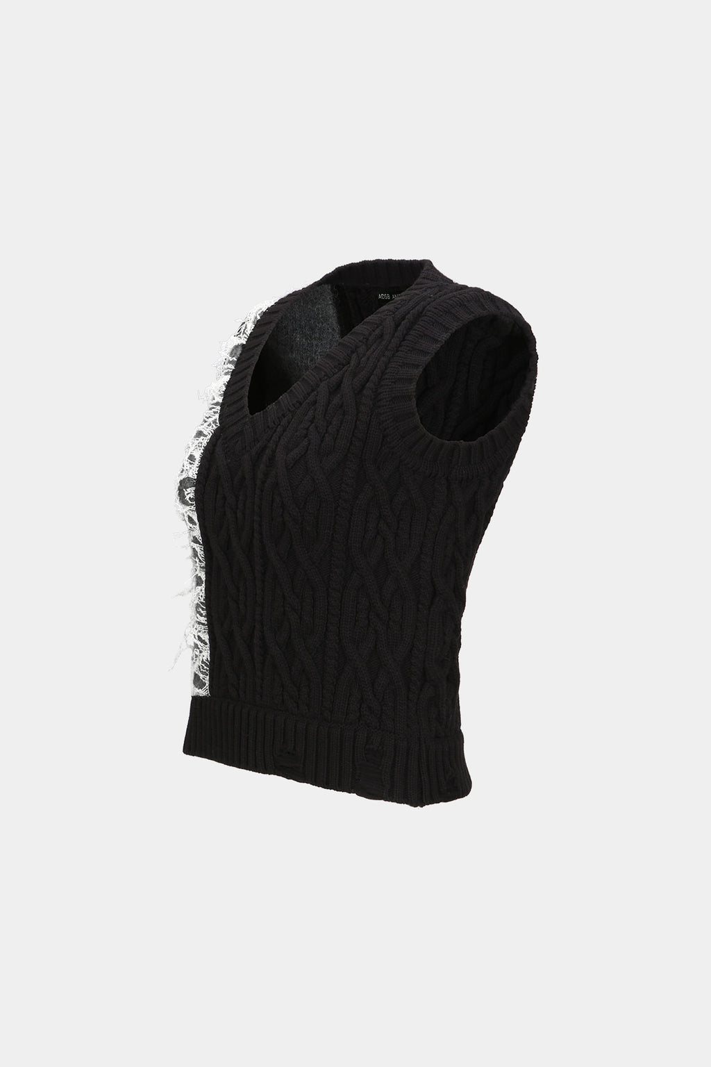 Andersson Bell - Boucle Cable Patchwork Knit Vest (Charcoal) product image 6 | TRAB K-Fashion Australia