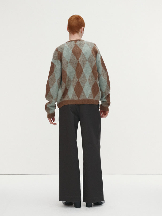 Tonywack - Brushed Mohair Argyle Cardigan (Mint/Taupe) product image 3 | TRAB K-Fashion Australia