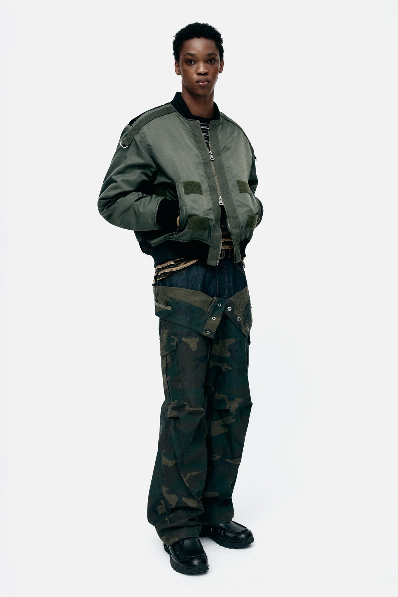 Andersson Bell - Flight Layered Washed Bomber Jacket (Khaki) product image 1 | TRAB K-Fashion Australia