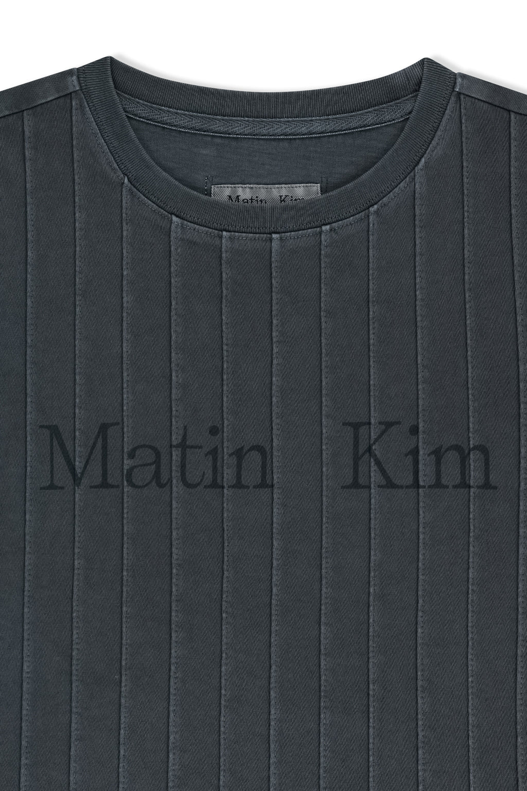 Matin Kim - Washed Logo Full Pintuck Top (Smoke Blue) product image 3 | TRAB K-Fashion Australia