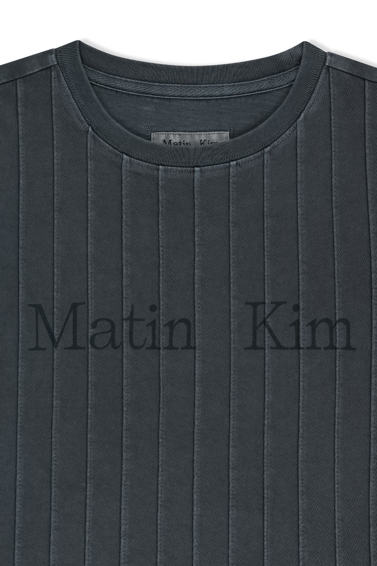 Matin Kim - Washed Logo Full Pintuck Top (Smoke Blue) product image 3 | TRAB K-Fashion Australia